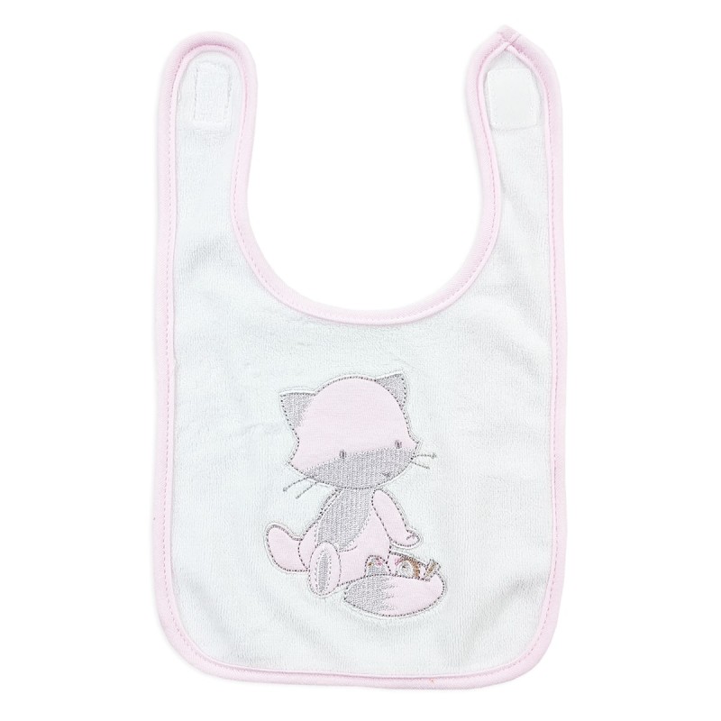 Embroidered chenille bib with tear closure by Ellepi AD9792B