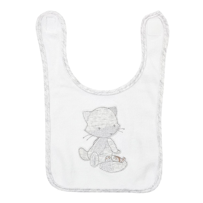 Embroidered chenille bib with tear closure by Ellepi AD9792B