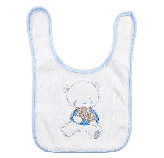 Embroidered chenille bib with tear closure by Ellepi AD9792A 2