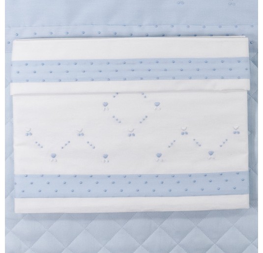 Set Copertina con Lenzuolino ricamati a mano culla carrozzina CL50329AZ 2