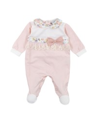 Tutina in cotone jersey con fiocchetto Le Chicche TU5600