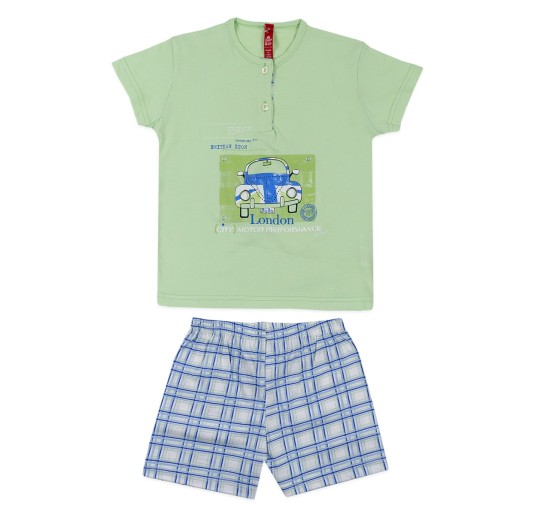 Pigiama Bambino In Cotone Manica Corta E Pantaloncino Crazy Farm Stampato  32525