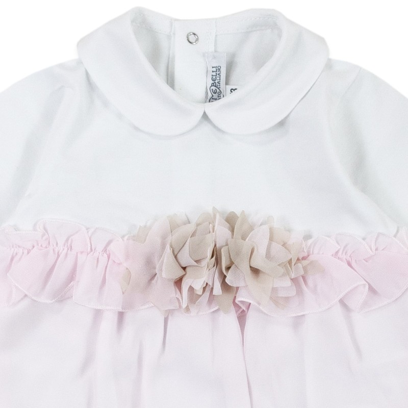 Tutina in cotone e chiffon Teneri e... Tutina in cotone e chiffon Teneri e...