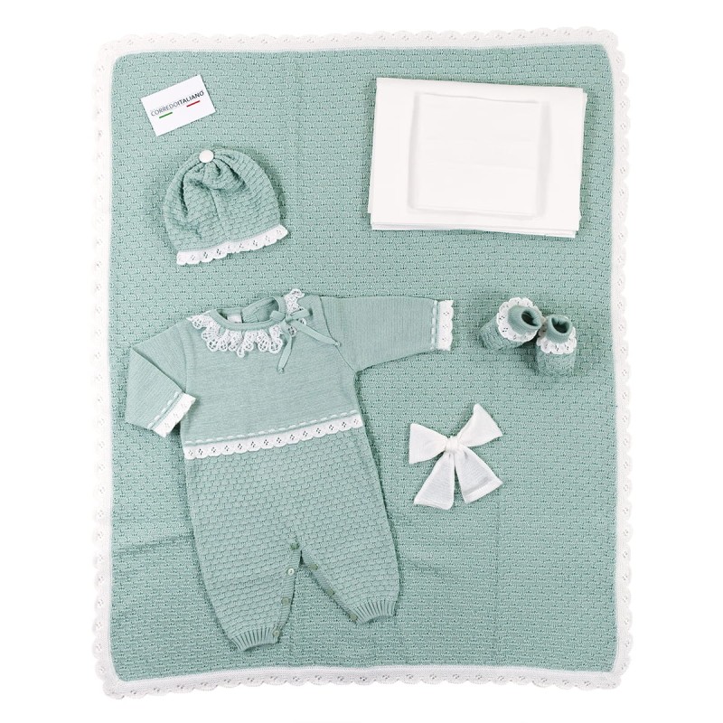 Coordinated baby girl layette bag in cotton thread by Stella EP44