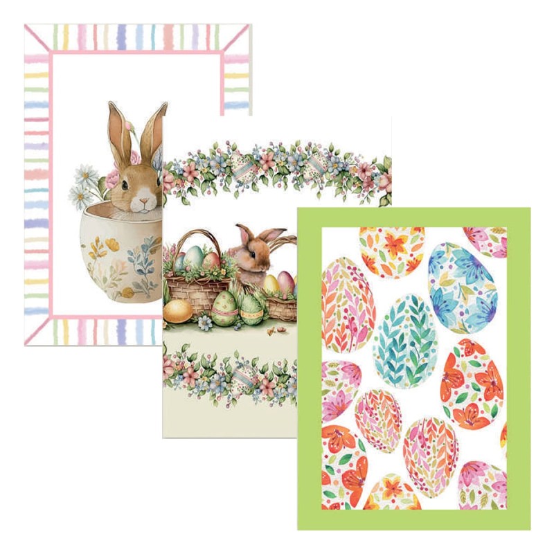 Happy Easter - set 3 asciugapiatti cotone in Stampa Digitale