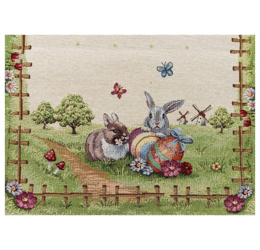 Rabbit - table runner Gobelin fabric 40x100 cm 2