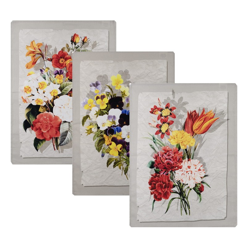 Flowers - set of 3 pure cotton dish towels with HD digital print