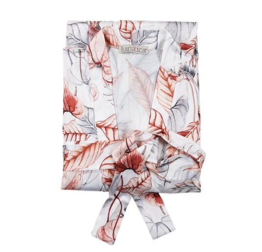 Kimono in satin with coral floral pattern by Lunatica 21141 2
