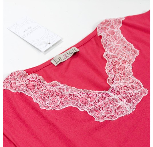 Short-sleeved pajama set with lace and patterned pants by Lunatica 21146 2