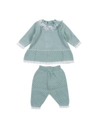 Tutina due pezzi in filo e pizzo per neonata by Stella EP4419