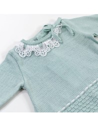 Tutina due pezzi in filo e pizzo per neonata by Stella EP4419