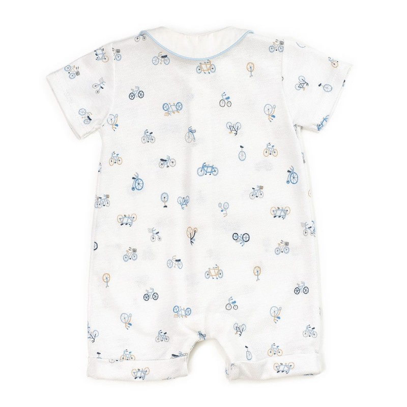 Piquet cotton romper with collar by...