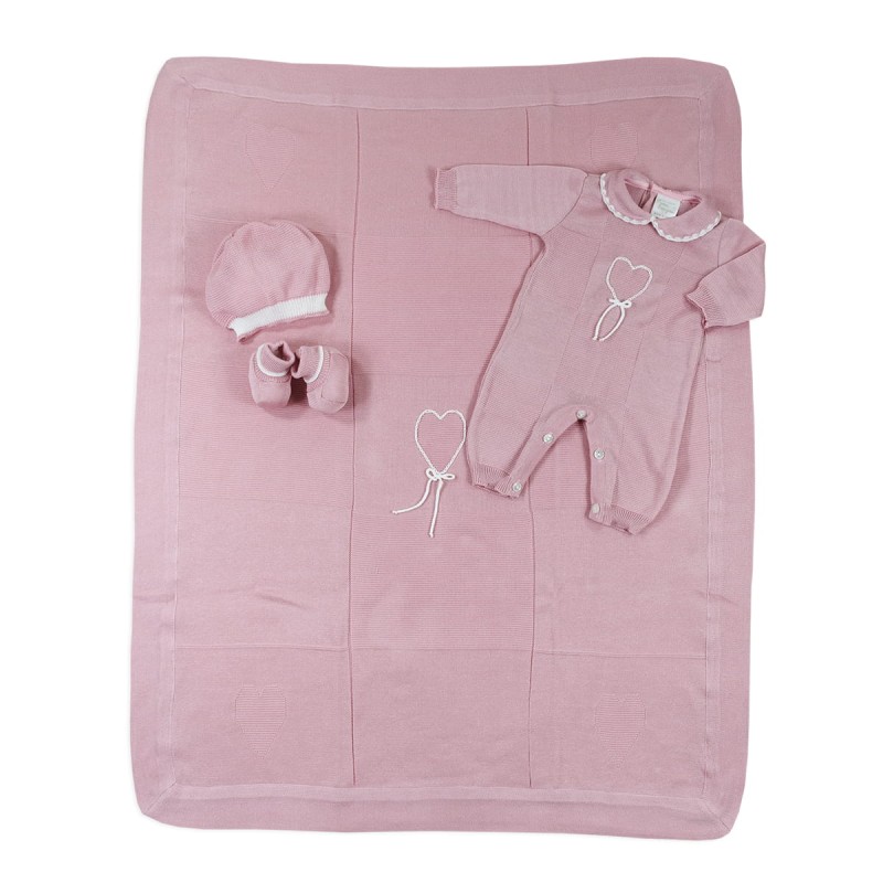 Coordinated suitcase set for newborn girl in thread by Piccole Emozioni PE810