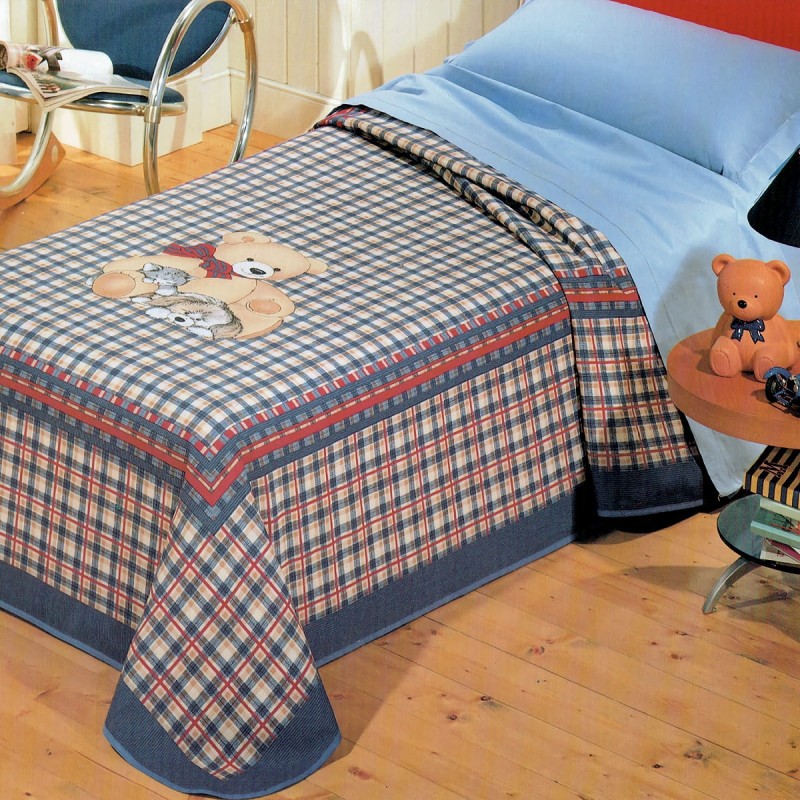 Country Bear - Single-sized piqué cotton bedspread