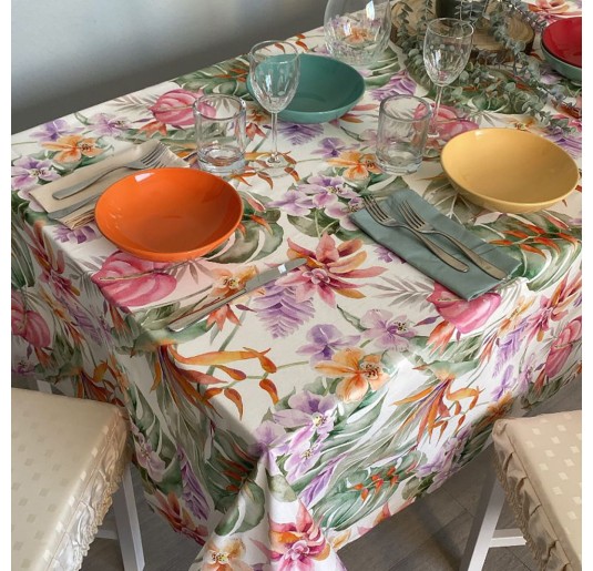 Monstera - Tablecloth with cotton napkins digital print -... 2