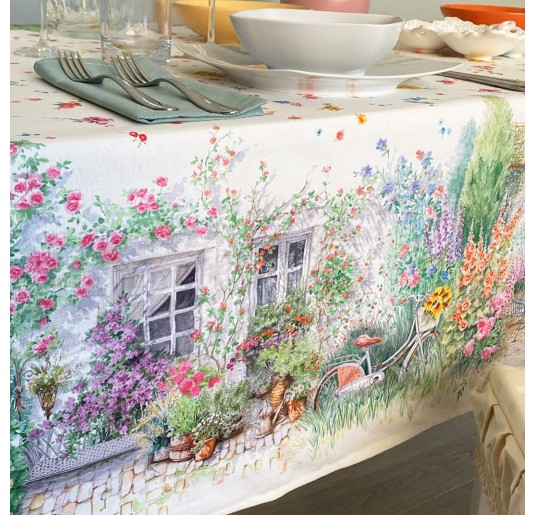 Les fleurs - tovaglia con tovaglioli in cotone stampa... 2