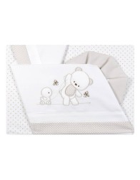 Orsetto e Paperotto - Set lenzuola culletta e carrozzina - Panna
