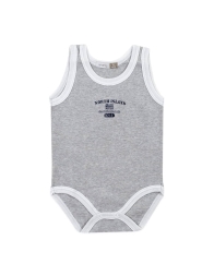 Newborn cotton bodysuit rowing style grey melange with white trim