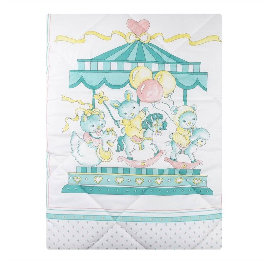 Green Carousel - cot winter quilt with bumper 2