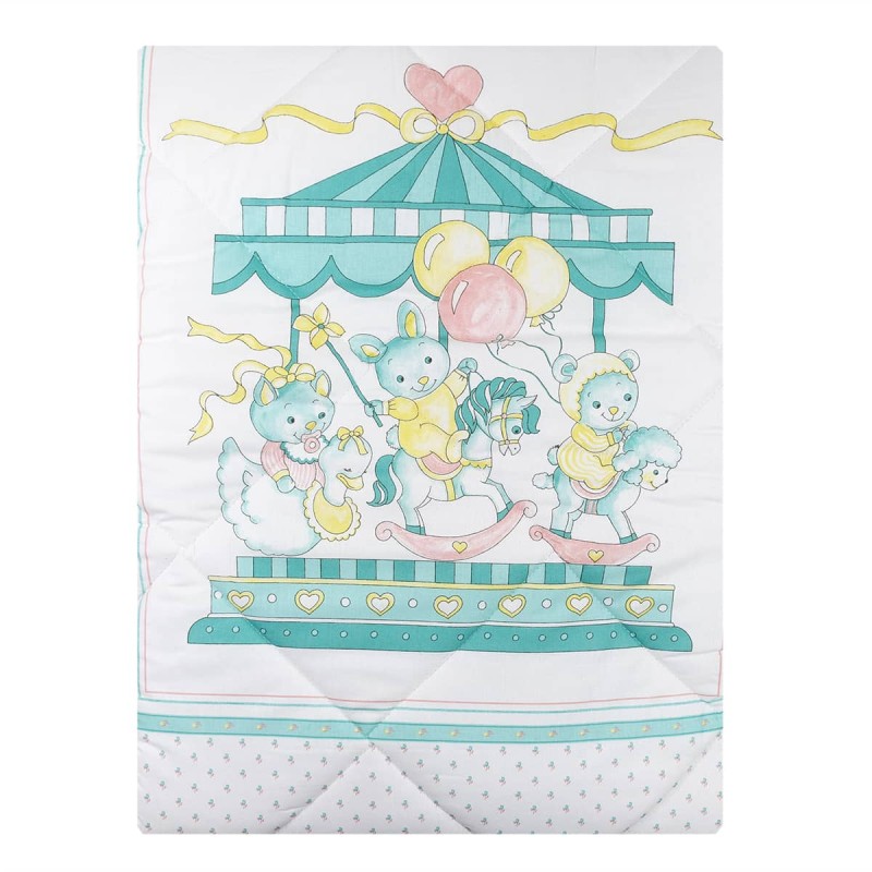 Green Carousel - cot winter quilt with bumper