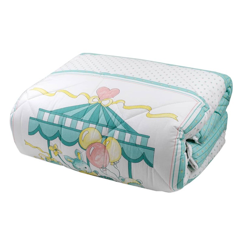 Green Carousel - cot winter quilt with bumper