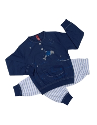 Pigiama bambina cotone Bip Bip Kids con maglia blu navy