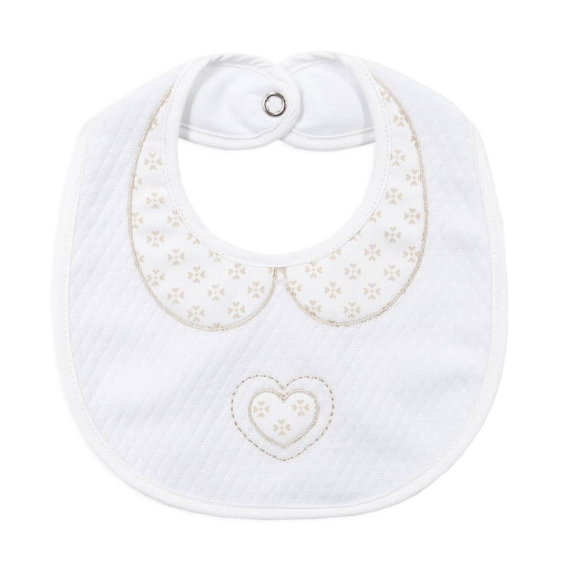 Embroidered jacquard cotton bib with clip CI1493