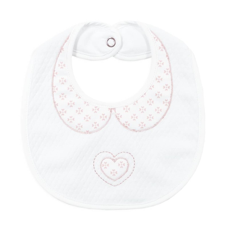 Embroidered jacquard cotton bib with clip CI1493