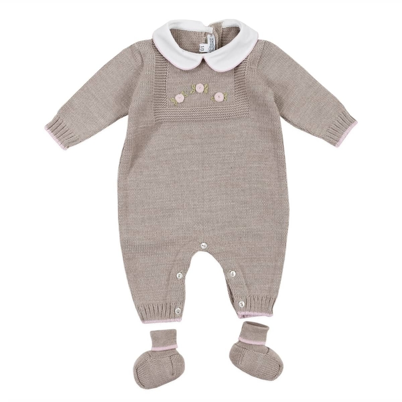 Set bauletto corredino prima nascita misto lana - Tutina e scarpine