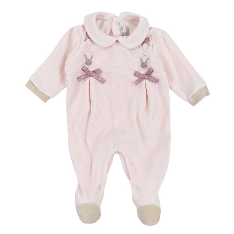 Nazareno Gabrielli chenille baby girl onesie pink - Corredoitaliano.com