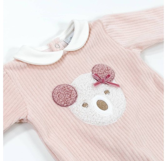 Chenille baby girl onesie by Le Chicche TU6340CPR 2