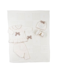 Set bauletto corredino prima nascita neonata pura lana by Stella IB43B