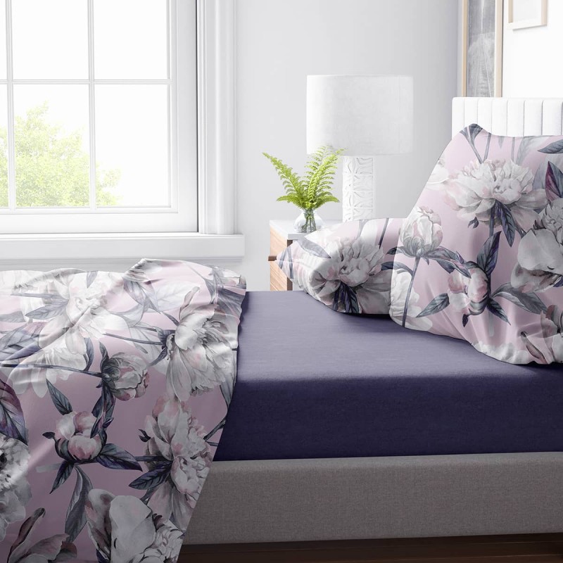 Lilac - Completo Lenzuola Copriletto Letto Matrimoniale di Corredo Italiano®