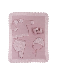 Set bauletto corredino prima nascita neonata pura lana by Stella IB40B