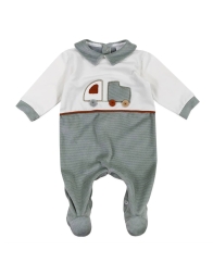 Tutina in ciniglia ricamata con colletto Le Chicche TU6470