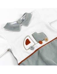 Tutina in ciniglia ricamata con colletto Le Chicche TU6470