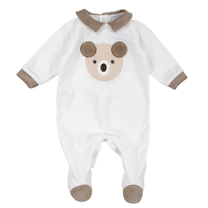 Chenille baby boy onesie with bear by Le Chicche TU6540