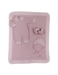 Set bauletto corredino prima nascita neonata pura lana by Stella IB40