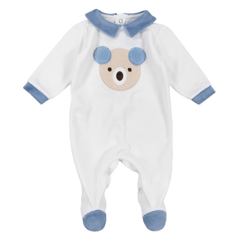 Chenille baby boy onesie with bear by Le Chicche TU6540AZ