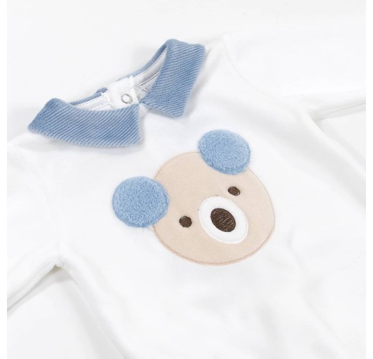 Chenille baby boy onesie with bear by Le Chicche TU6540AZ 2