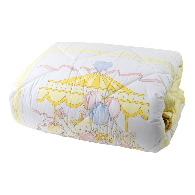 Yellow Carousel - cot winter quilt with bumper