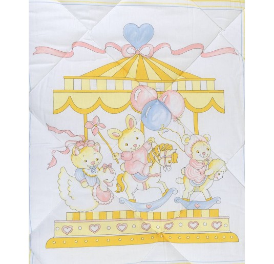 Yellow Carousel - cot winter quilt with bumper 2