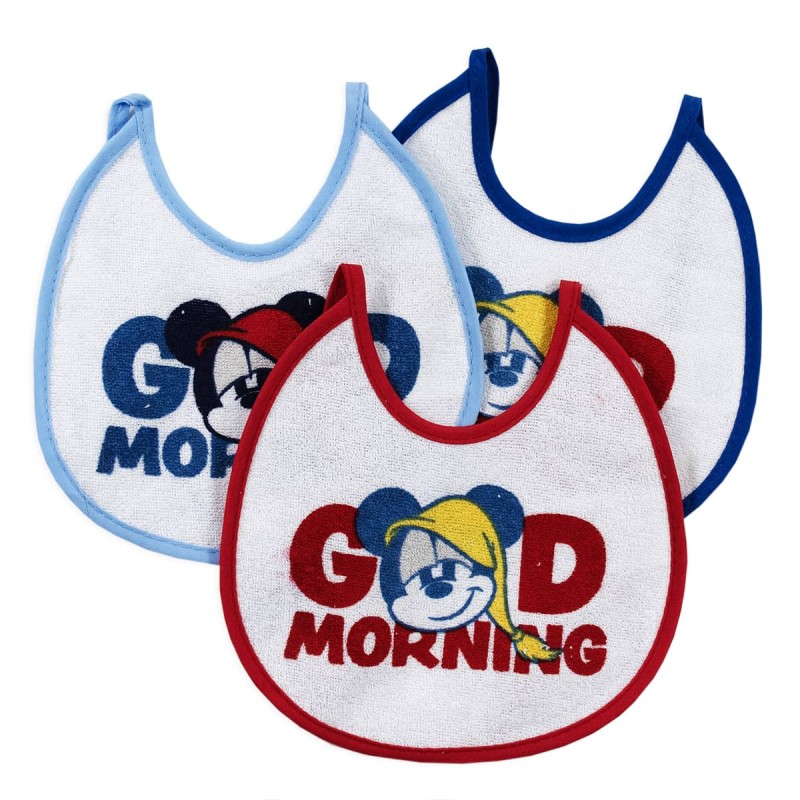 Topolino Good Morning - Set 3 bavaglini antimacchia Disney H9555