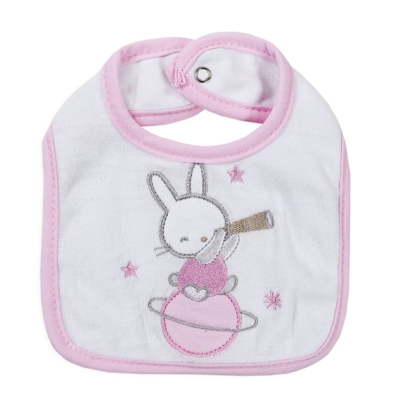Embroidered bib with clip closure by...
