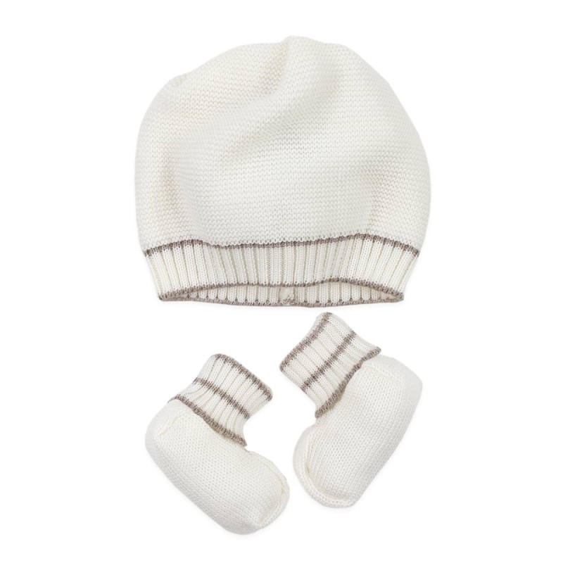 Newborn Boy Layette Set in Pure Wool by Stella IB84B2 - Hat with shoes Newborn Boy Layette Set in Pure Wool by Stella IB84B2 - Hat with shoes