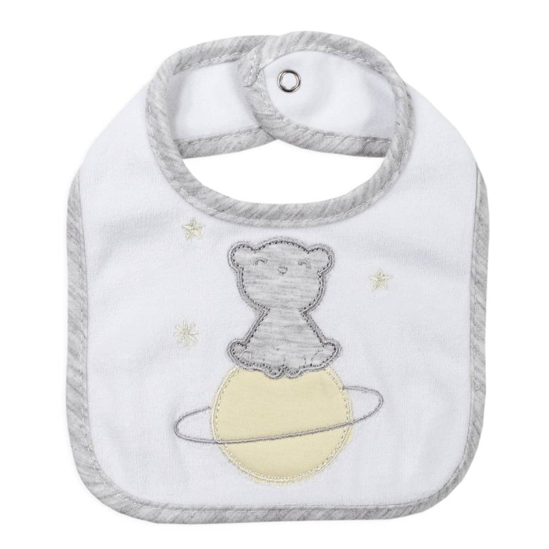 Embroidered bib with clip closure by Ellepi AD9812B