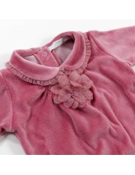 Tutina in ciniglia Coccode' con colletto e fiocco chiffon