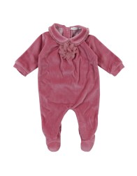 Tutina in ciniglia Coccode' con colletto e fiocco chiffon C60025