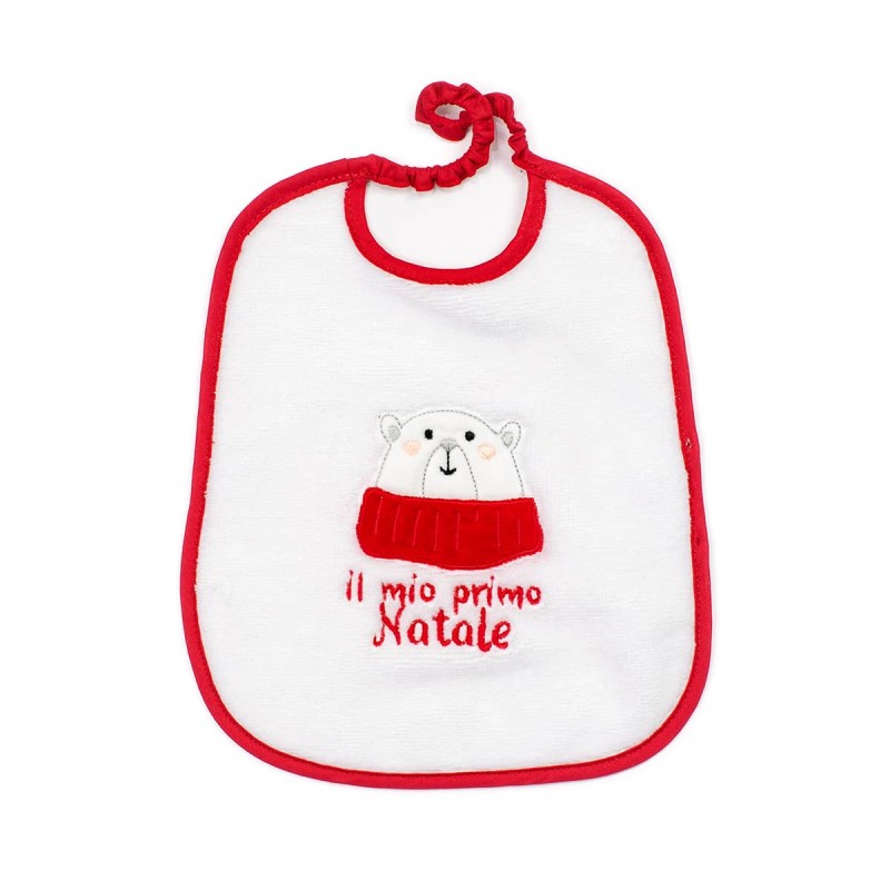 Christmas bib with embroidered bear by Coccode Firenze C60908