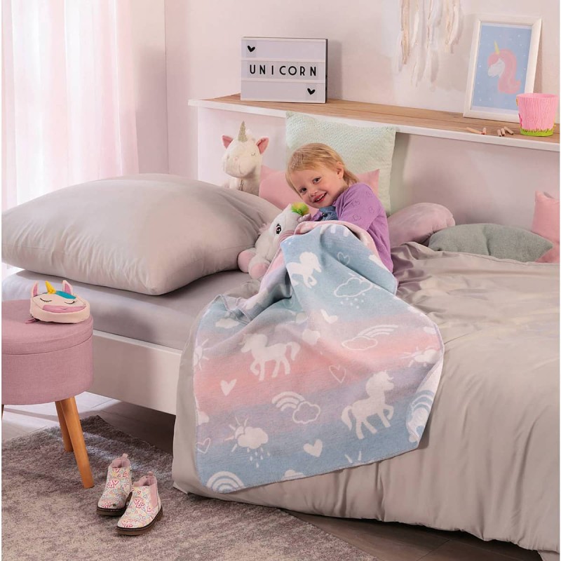 Sweet Unicorn - Biederlack blanket in warm cotton for cot B6498